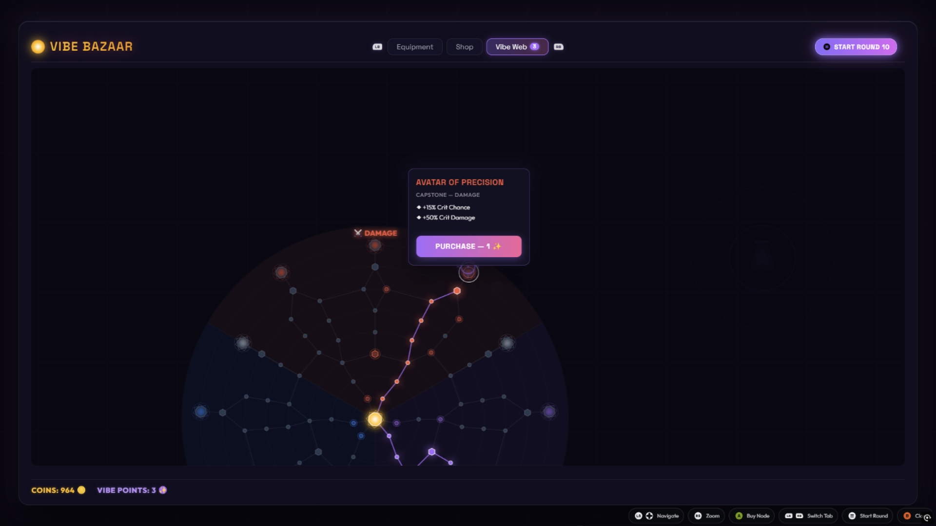 The Vibe Web meta-progression skill tree
